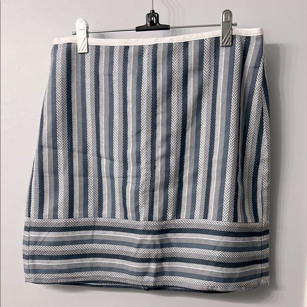 LOFT Blue and White Mini Pencil Skirt Casual